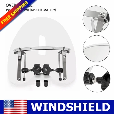 19 x 17 英寸透明挡风玻璃挡风玻璃适用于本田哈雷雅马哈铃木川崎 — 第 1/4 张图片