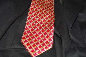 Leonard Studio rot gold blau Druck Seide Krawatte 57" x 4" Italien Top! - Bild 1 von 5