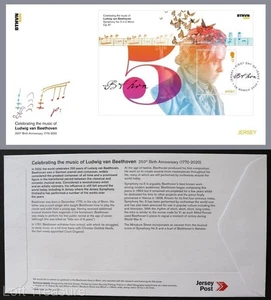 Jersey Stamps "Music of Ludwig van Beethoven" First Day Cover £2 M/S 2020 - Picture 1 of 3