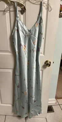 Camisón Jones New York Sin Mangas Sedoso Sea Geeen Floral Talla Med Y2K Maxi Poliéster Foto 1 de 4