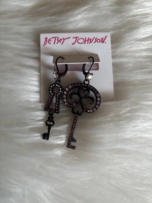 Betsey Johnson Key Dangle Earrings  - Image 1 of 3
