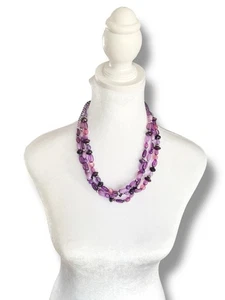 Collar de Cuentas Triple Hilo Años 60 Vintage • Acrílico Lavanda, Lila y Rosa • Mod - Imagen 1 de 12