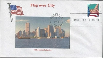 Scott 3279 FDC - 33 cent - 1999 - Flag over City - Red Date - Booklet Stamp FDOI - Image 1 of 2