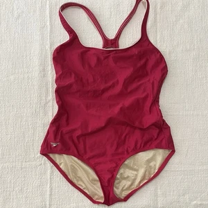 Speedo Vintage Einteiler Badeanzug Damen 14 rot lila pink gebraucht, in einwandfreiem Zustand Retro - Bild 1 von 9