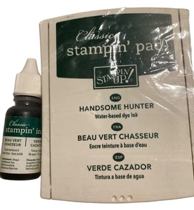 Stampin Up Handsome Hunter Classic Stempelkissen grüne Tintenmine Rentner Leinen Flip - Bild 1 von 1