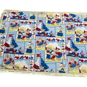 Vintage Handmade Baby Child Quilt Blanket Silk Edge Teddybears Nautical Beach - Picture 1 of 8