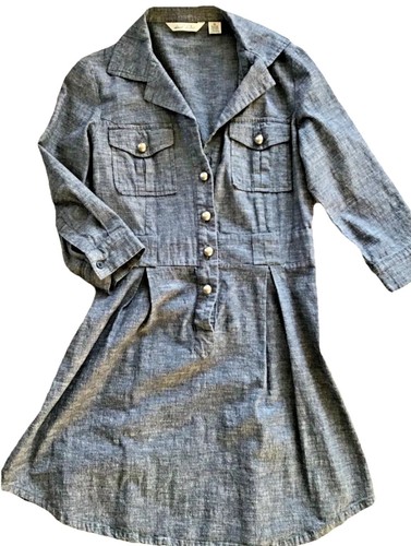 VETEMENTS ABITO RAGAZZA TG M EFFETTO DENIM CON ACCENTI DI BOTTONI BUONE CONDIZIONI!