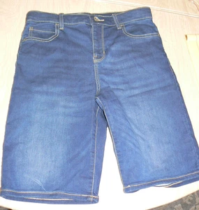 Place Denim Long Shorts Boys Size 12 Adjustable Waist Dark Wash Cotton/Poly - Picture 1 of 4