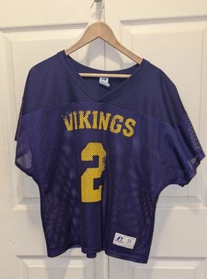 Camiseta deportiva vintage Russell Athletic Vikings fútbol nailon malla #2 talla mediana  Foto 1 de 4