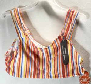 Wonder Nation Girls Bikini Top Size XL Colorful Stripes Padded Top Only NEW - Picture 1 of 8