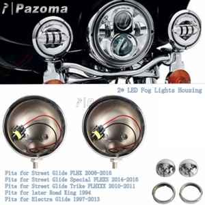 2X Soporte de carcasa de cubierta exterior de luz antiniebla LED cromada de 4,5"" para Harley - Imagen 1 de 8