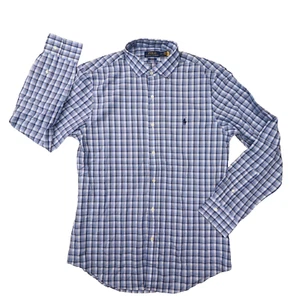 Polo Ralph Lauren Men's Blue Plaid Slim Fit Stretch Dress Shirt size Large NWT - Picture 1 of 10