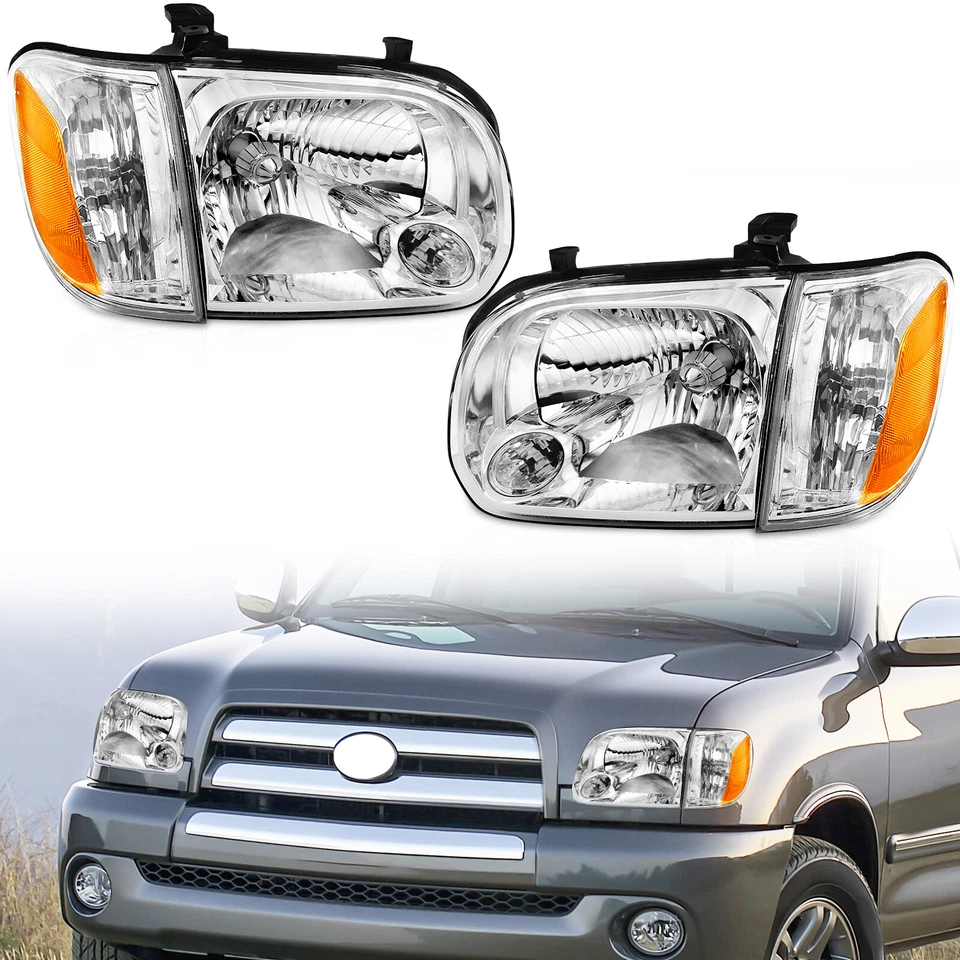 4PCS Headlights For 2005 2006 Toyota Tundra 05-07 Sequoia Pickup Headlamps LH+RH Foto 1 de 4
