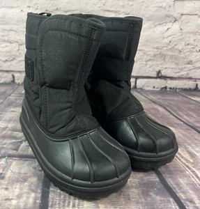 The Children's Place Black Snow Winter Boots Size 13 Kids EUC Faux Fur Lining - Picture 1 of 10