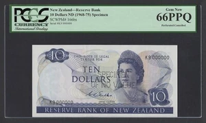 New Zealand 10 Dollars ND(1968-75) P166bs "Specimen" Uncirculated Grade 66 - Picture 1 of 2