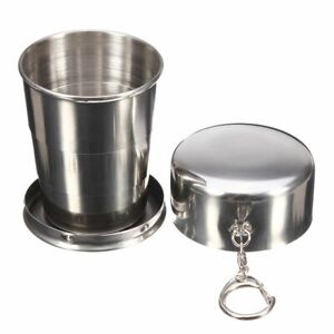 Stainless Travel Mug Retractable Foldable Camping Picnic Drinking Cup hot