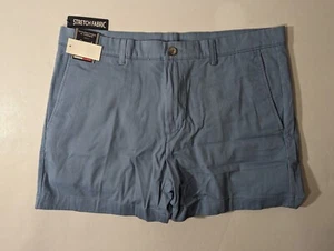 Clearance-Size 38 Mens Roundtree & Yorke Khaki Shorts 5.5" Inseam Stretch V.Blue - Picture 1 of 7