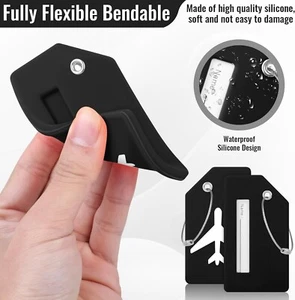 Silicon Luggage Tags Baggage Labels Suitcase ID Tag Highly Visible Strong 2pcs b - Picture 1 of 4