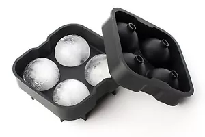 Durable Easy Ice Ball Maker Silicon Mold Tray Large 4 x 4.5 cm, Black - Picture 1 of 12