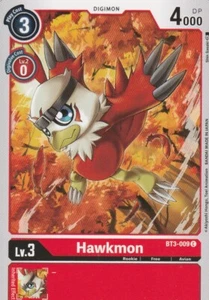 BANDAI DIGIMON CARD GAME - HAWKMON BT3-009 C - RED - Picture 1 of 2