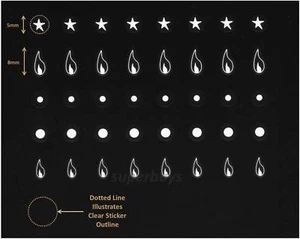 White Print 40pc Flame Ignition Gas Hob Dot Symbol Oven Stove Knob Sticker Label - Bild 1 von 2