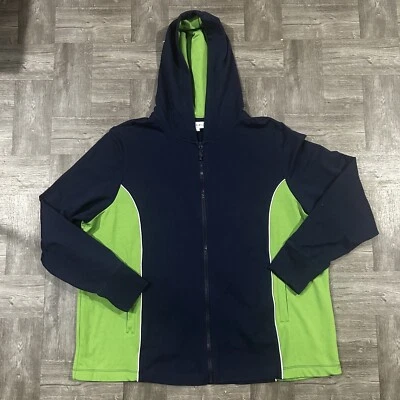 Sudadera con capucha con cremallera verde insecto y azul de moda para mujer talla 18/20 W Foto 1 de 4