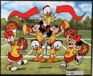 DD559 St.Vincent Grenadine MNH Disney Cartoni Animati Minnie Daisy Topolino Cheerleader - Foto 1 di 6