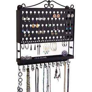 Wall Mount Earring Holder Necklace Organizer Jewelry Storage Rack, Angelynn’s