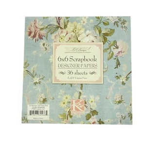 K&C Scrapbook Designer Papers La Boutique 6x6" Blue Floral Stripes 36 Sheets - Picture 1 of 10
