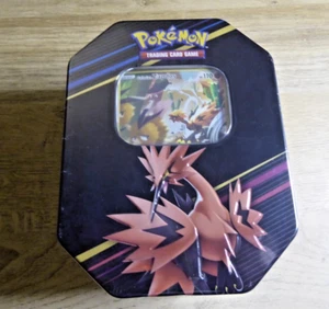 $65 OOP Crown Zenith Tin Galarian Zapdos Sealed x4 Packs/Promo Card Collectible - Picture 1 of 12