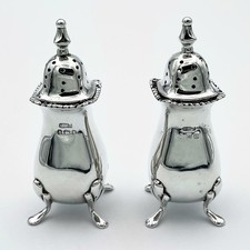 PAIR GEORGE V STERLING SILVER PEPPERPOTS Birmingham 1918 E S Barnsley