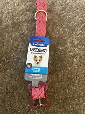 Petmate Fashion Braided Nylon X-Small Pink Dog Collar Fits Neck 3/4” X 13”