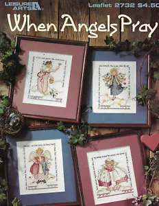 Leisure Arts 2732 WHEN ANGELS PRAY Counted Cross Stitch Booklet Vintage 1995 - Picture 1 of 2
