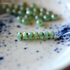15 Morning Mist - Czech Glass, Semi-Opaque Tea Green, Picasso, Rondelle Beads