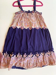 GapKids Lined Summer Dress W/straps Navy, Floral Pattern & Ruffle, Sz M (8) EUC - Picture 1 of 7