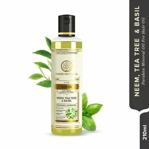 Khadi Natural Ayurvedic Neem, Basil & Tea Tree Hair Oil ( PARABEN FREE) 210ml - Picture 1 of 6