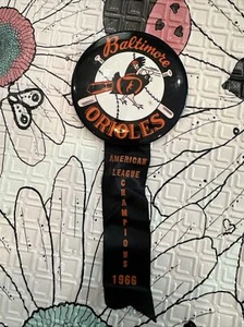 1950's Baltimore Orioles Button + 66 Champ Ribbon Pin Baseball Sports Pinback - Picture 1 of 5
