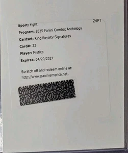Tarjeta de canje MISTICO 2025 Panini Combat Anthology Ring Royalty Auto  - Imagen 1 de 1