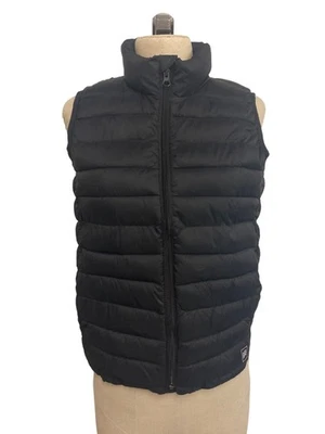 Chaleco acolchado ligero negro grande Gap Kids con Primaloft reciclado sostenible Foto 1 de 4