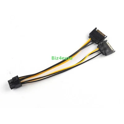 Dual 15Pin SATA auf PCIe 8Pin(6+2) Grafikkarte Netzkabel Adapter Strom Anschluss - Bild 1 von 4