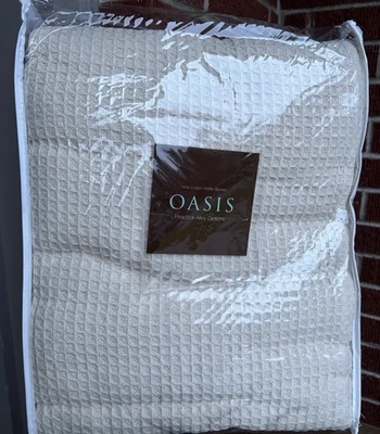 Peacock Alley Ivory Beige Waffle Blanket Oasis King 100% Cotton 108” x 90” New - Image 1 of 4