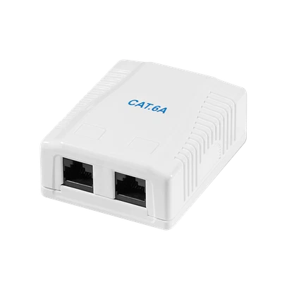 Logilink LAN Dose Netzwerkdose Anschlußdose Aufputzdose 2 x RJ45 CAT6a weiß - Bild 1 von 4