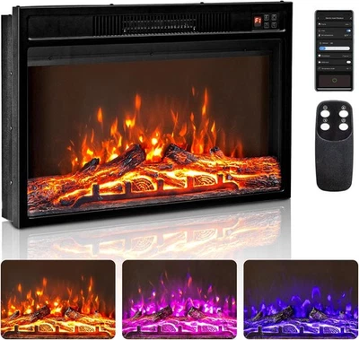 26 inch Electric Fireplace,3 Flame Modes Heater Insert with Remote Control 1500W - Image 1 of 4