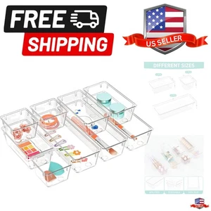 Paquete de 9 Set Organizador de Cajones Transparentes, Bandejas de Almacenamiento de Cajones Acrílicos, Contenedores de Almacenamiento... - Imagen 1 de 8