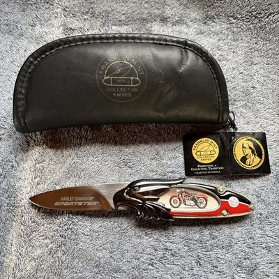 Vintage Harley Davidson Sportster Collector Knife From Franklin Mint In Pouch VG - Image 1 of 4