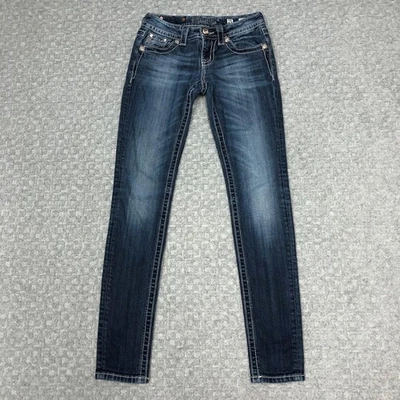 Pantalones de mezclilla Miss Me para mujer 25 azules ajustados adornados con solapa bolsillos traseros cápsula informal Foto 1 de 4