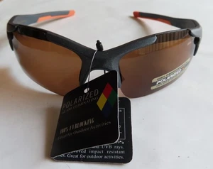 HIGH PERFORMANCE AMBER POLARIZED WRAP AROUND SUNGLASSES NWT + CASE - Imagen 1 de 4