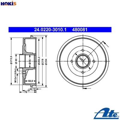 2x BRAKE DRUM 24.0220-3010.1 FOR RENAULT KANGOO/Express/Rapid NISSAN 1.5L 4cyl - Image 1 of 4