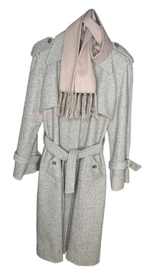 Gabardina de Colección Beekman Place Ny Forrada Dbl Pecho Cuadros Botones Largos Nueva Sin Etiquetas Foto 1 de 4