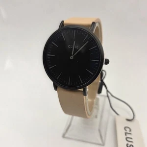 Cluse La Bohème CL18503 Women's Watch Black Dial Beige Leather Band NWT - Picture 1 of 11